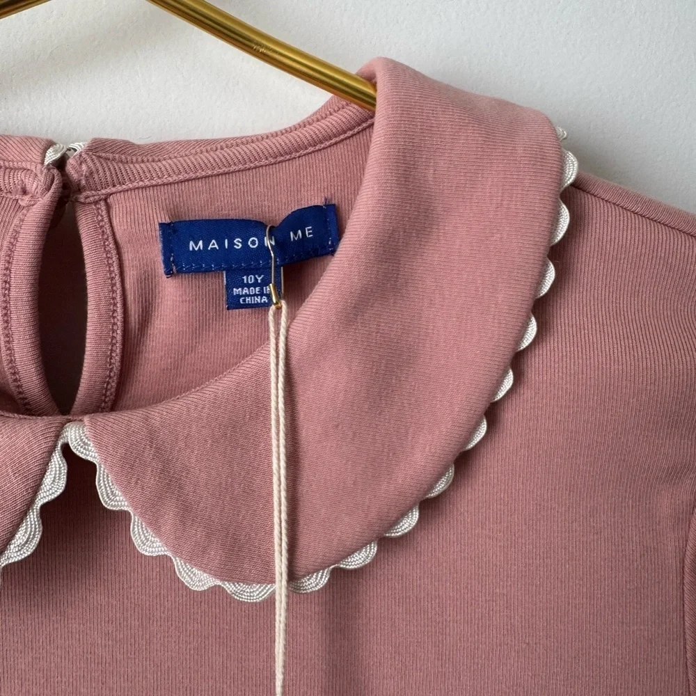 NWT Maison Me Katie Collared Top Dusty Pink